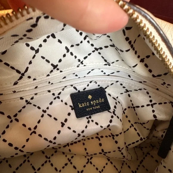 Kate Spade Blue & White Leather Satchel handbag hadlen grant park cement navy - Picture 12 of 16